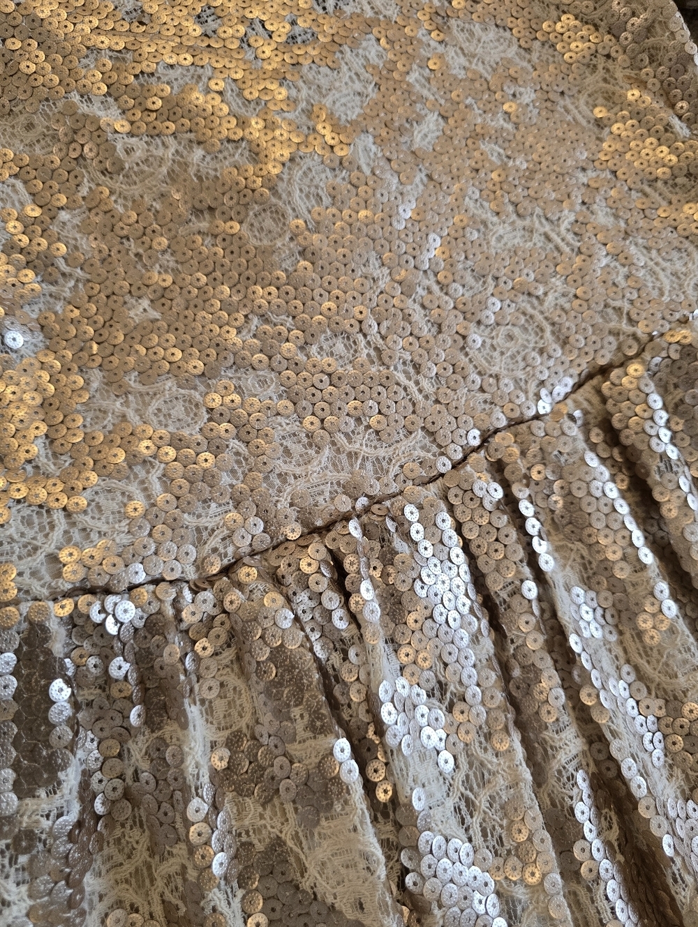 NEW! Gianni Bini Sequin Fit-and-Flare Party Dress in Champagne - Picture 5 of 7